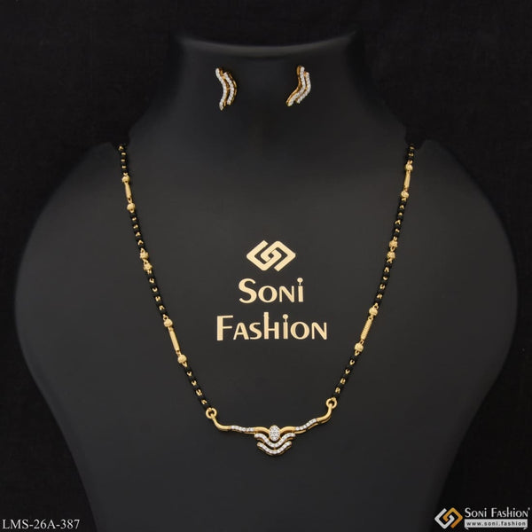 1 Gram Gold Plated With Diamond Fancy Design Mangalsutra