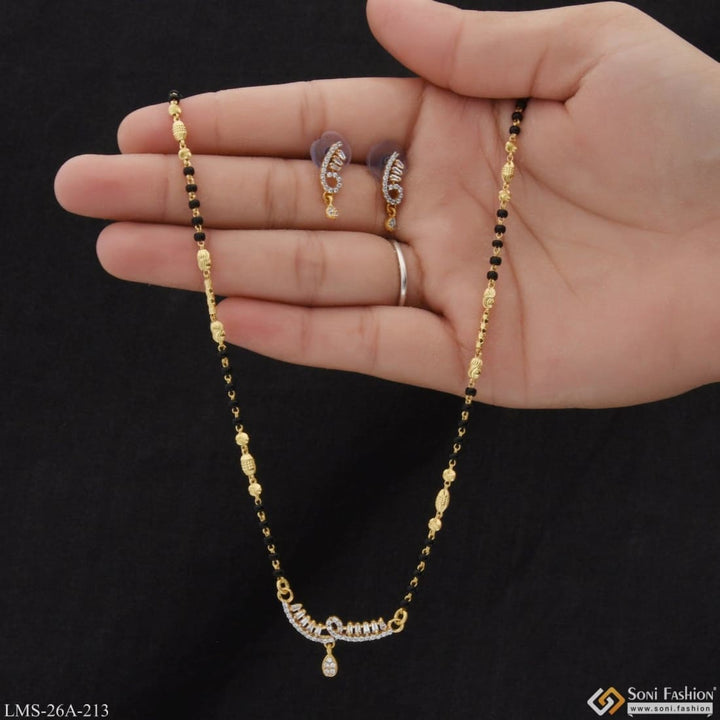 1 Gram Gold Plated With Diamond Fashionable Mangalsutra Set