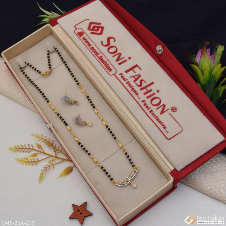 1 Gram Gold Plated With Diamond Fashionable Mangalsutra Set