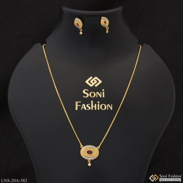 1 Gram Gold Plated With Diamond Fashionable Necklace Set