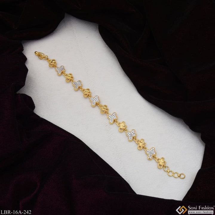 1 Gram Gold Plated With Diamond Finely Detailed Bracelet