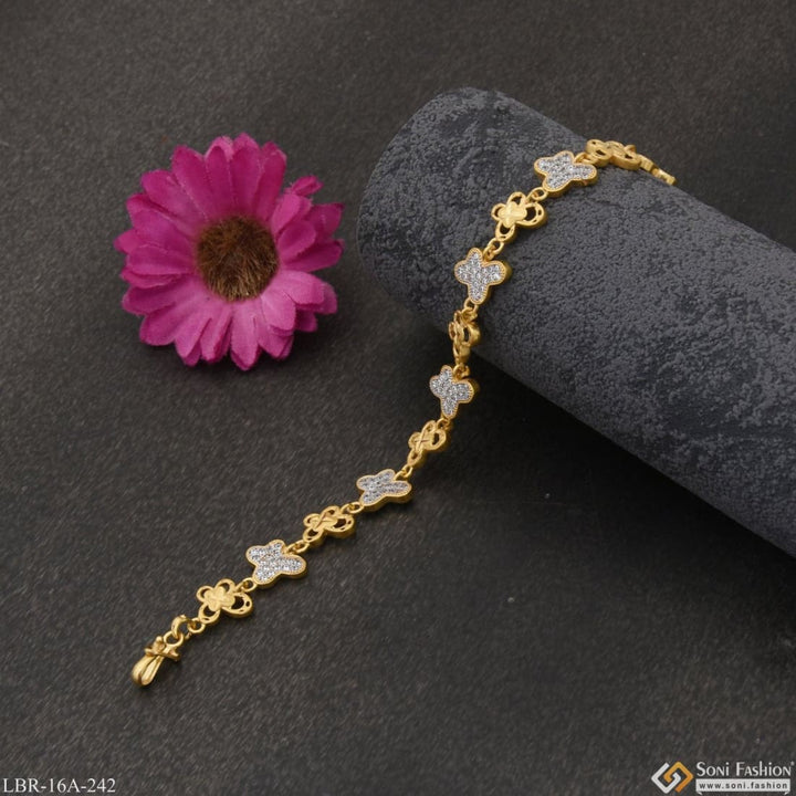 1 Gram Gold Plated With Diamond Finely Detailed Bracelet