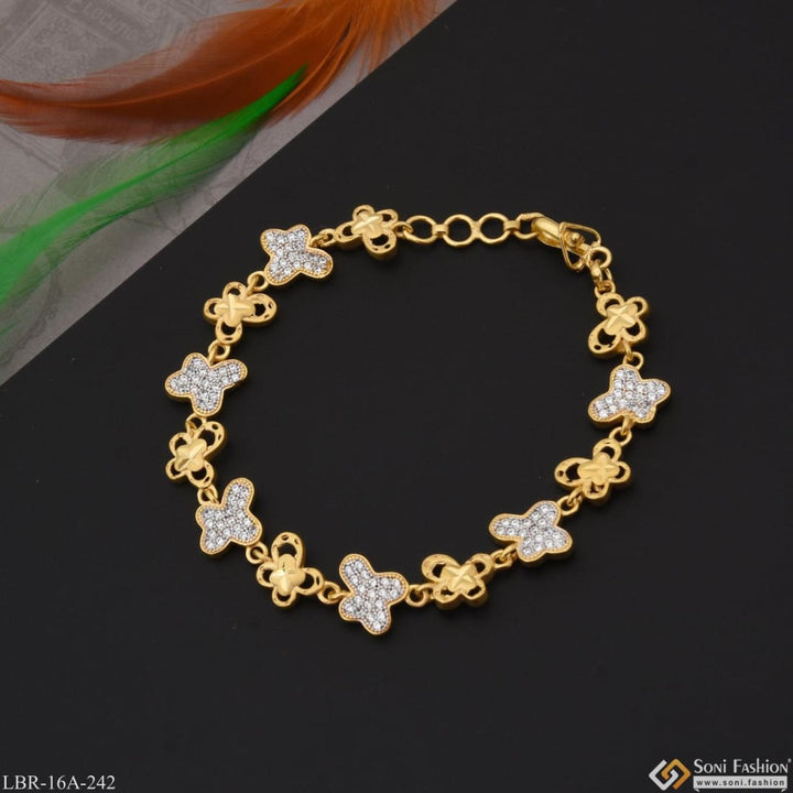 1 Gram Gold Plated With Diamond Finely Detailed Bracelet