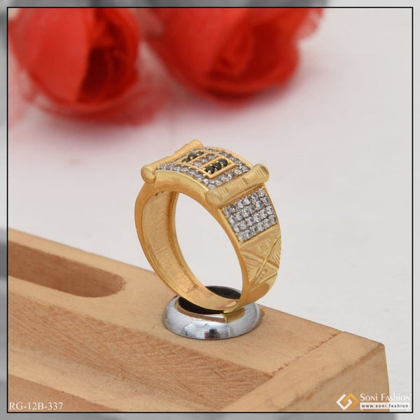 1 gram gold plated with diamond finely detailed design ring