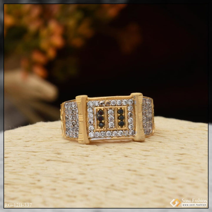 1 gram gold plated with diamond finely detailed design ring