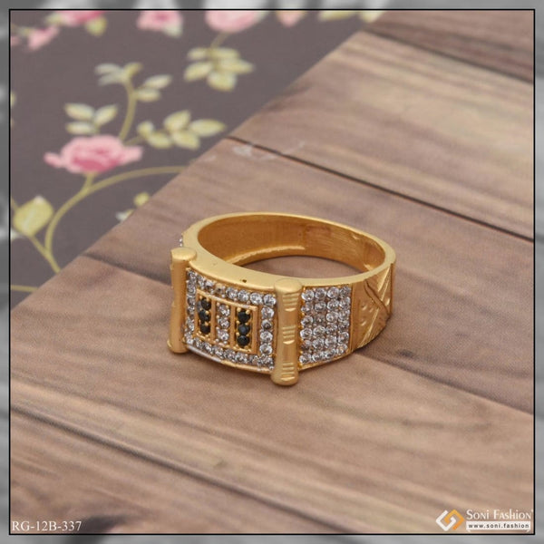 1 gram gold plated with diamond finely detailed design ring