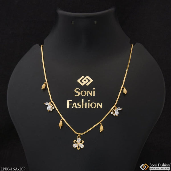 1 gram gold plated with diamond finely detailed necklace for