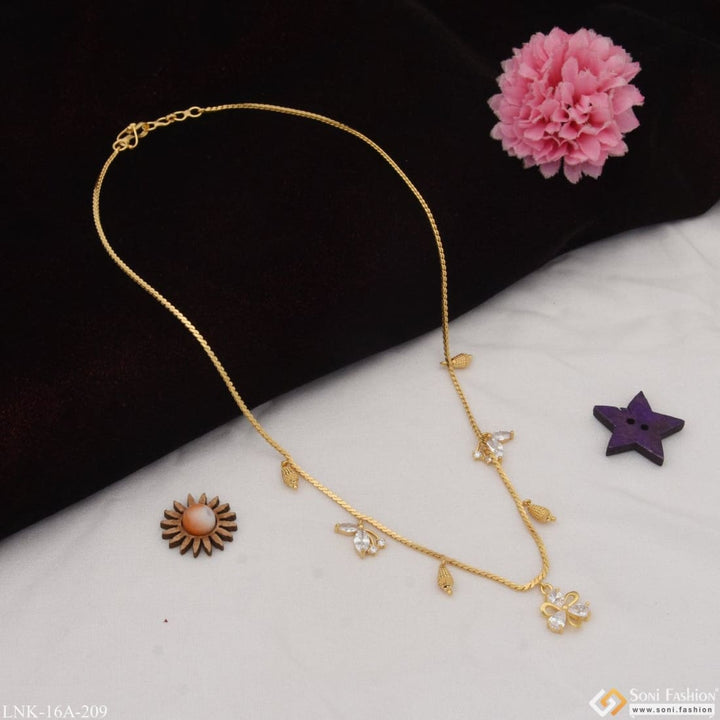 1 gram gold plated with diamond finely detailed necklace for