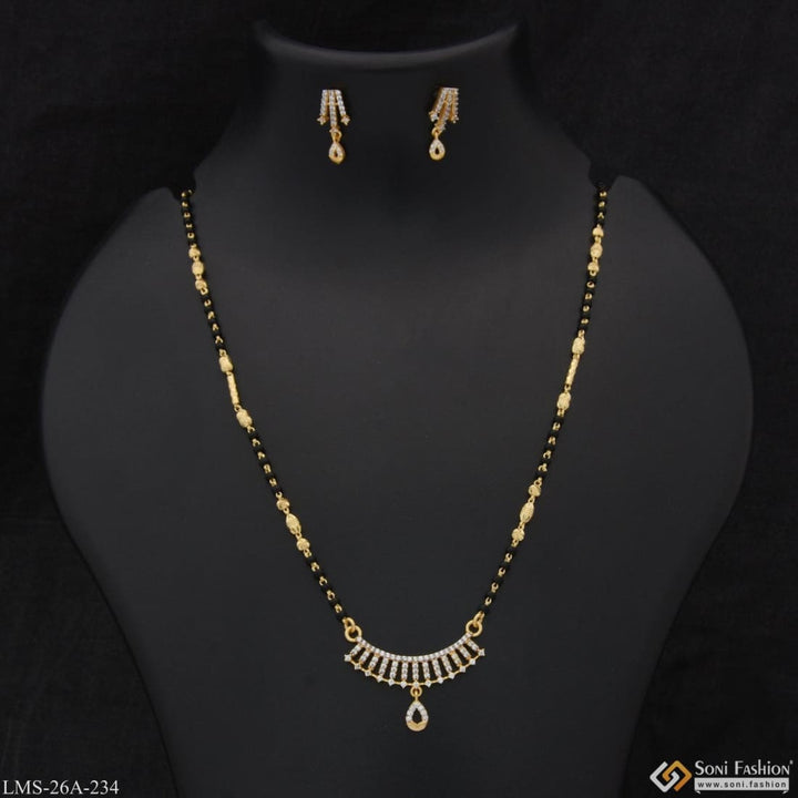 1 Gram Gold Plated With Diamond Funky Design Mangalsutra