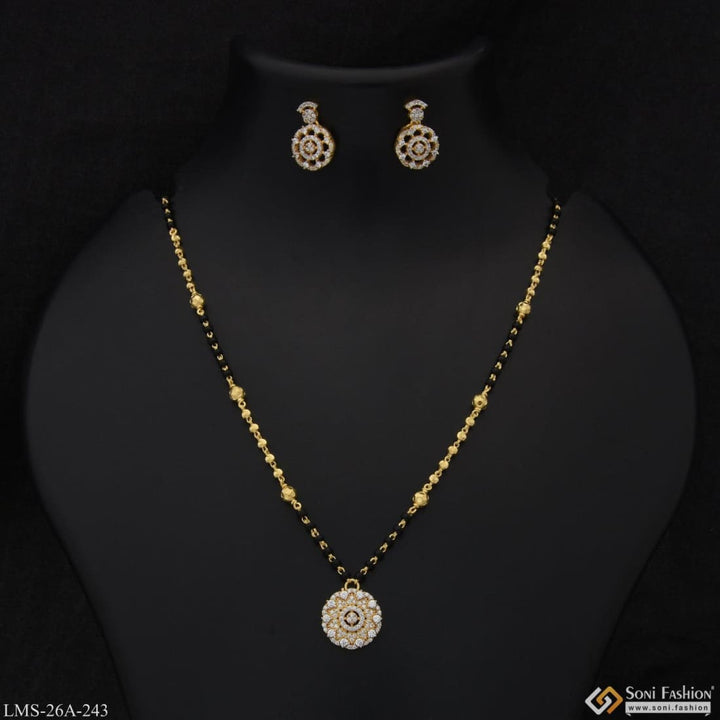 1 Gram Gold Plated With Diamond Funky Design Mangalsutra