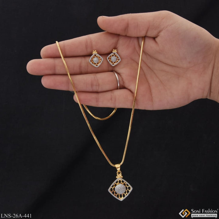 1 gram gold plated with diamond funky design necklace set