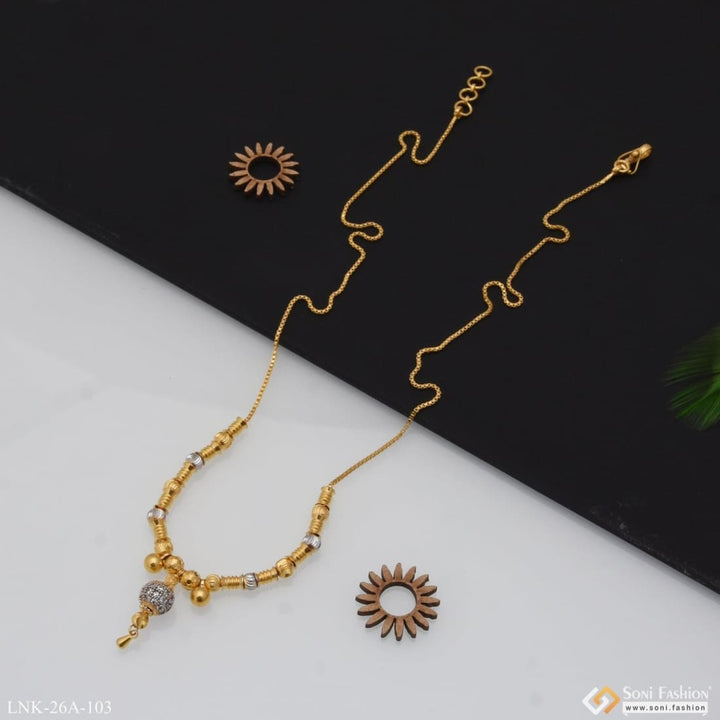 1 gram gold plated with diamond glittering design necklace