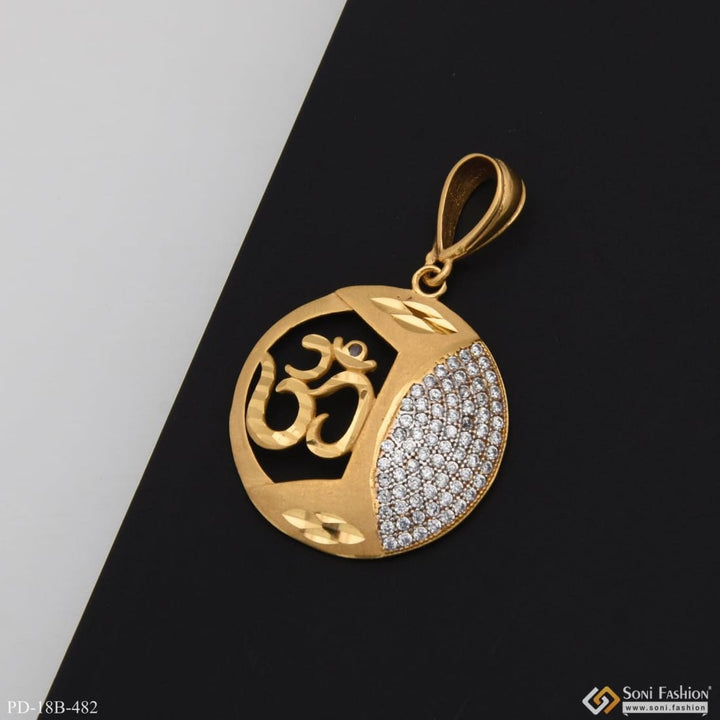 1 Gram Gold Plated Om With Diamond Glittering Design