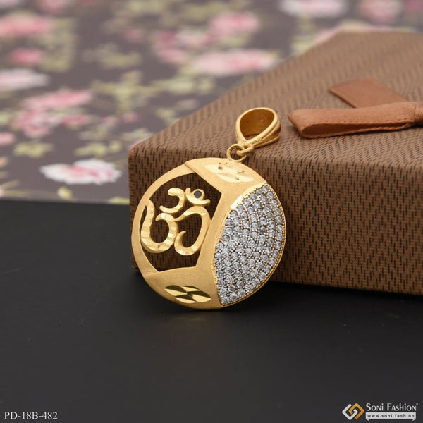 1 Gram Gold Plated Om With Diamond Glittering Design