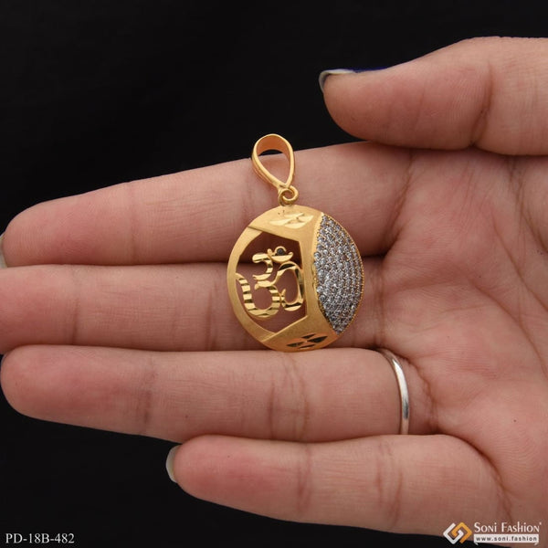 1 Gram Gold Plated Om With Diamond Glittering Design