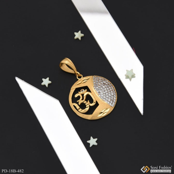 1 Gram Gold Plated Om With Diamond Glittering Design