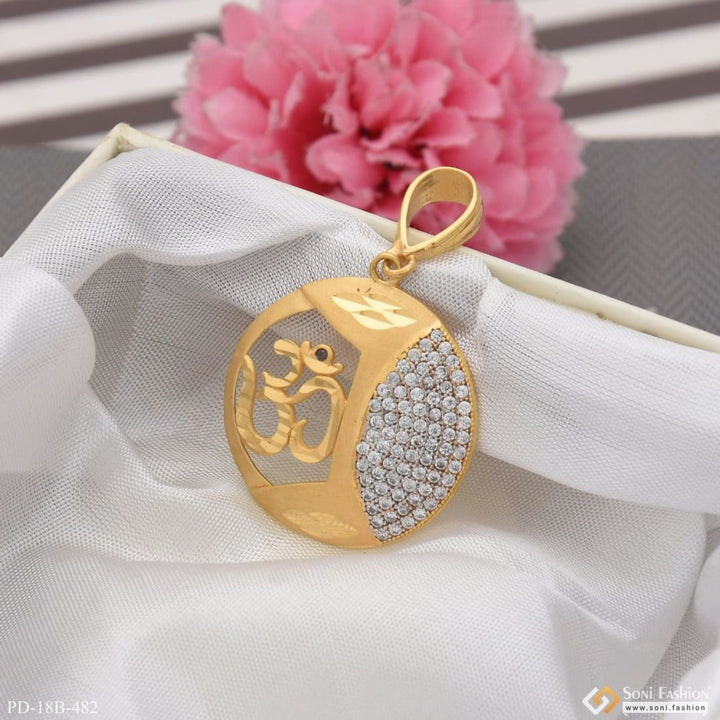 1 Gram Gold Plated Om With Diamond Glittering Design