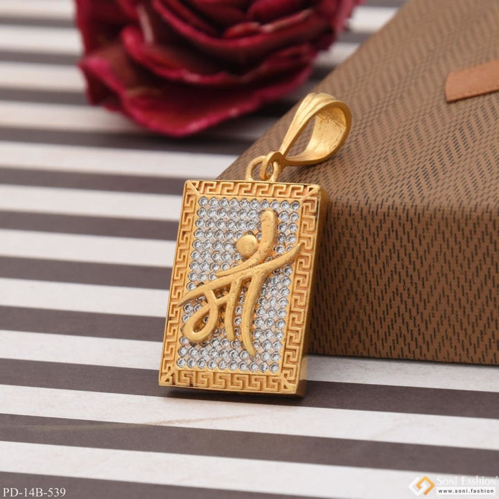 1 gram gold plated maa with diamond glittering design