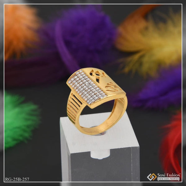 1 gram gold plated om with diamond glittering design ring