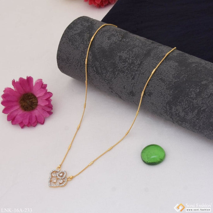 1 Gram Gold Plated With Diamond Gorgeous Design Necklace