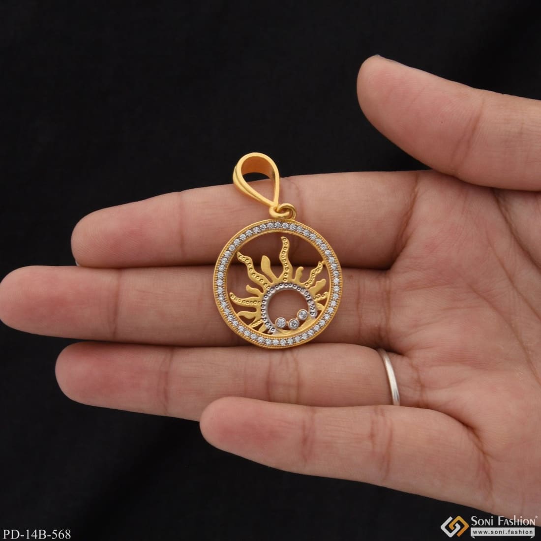 18KT Yellow Gold Sun Moon And Star Diamond Necklace