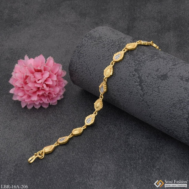 1 Gram Gold Plated With Diamond Graceful Design Bracelet