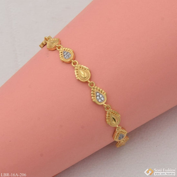 1 Gram Gold Plated With Diamond Graceful Design Bracelet