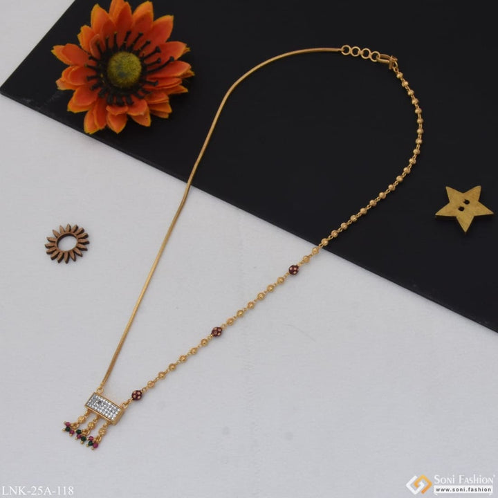 1 gram gold plated with diamond graceful design necklace for