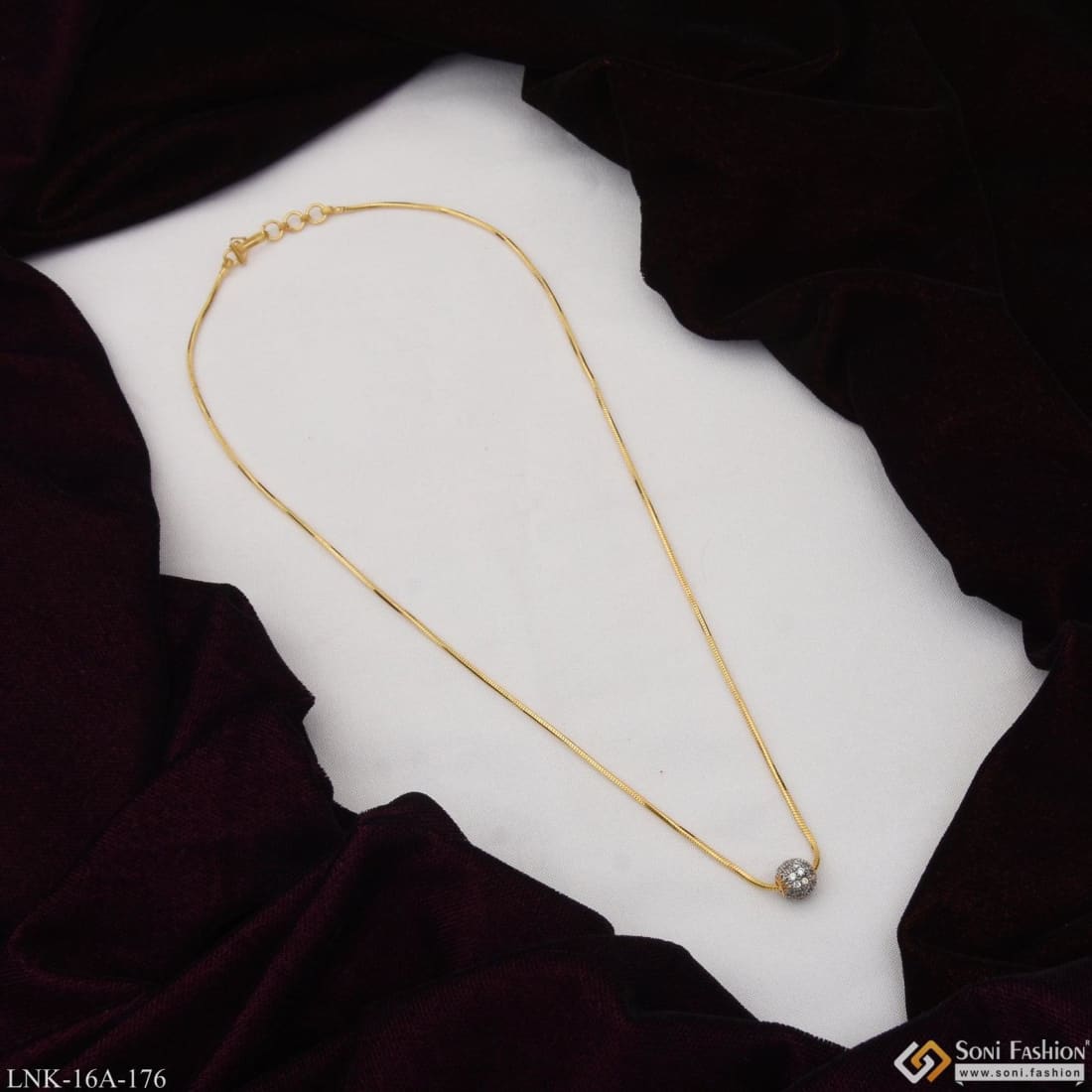 1 Gram Gold Plated With Diamond Hand-finished Design Necklace For