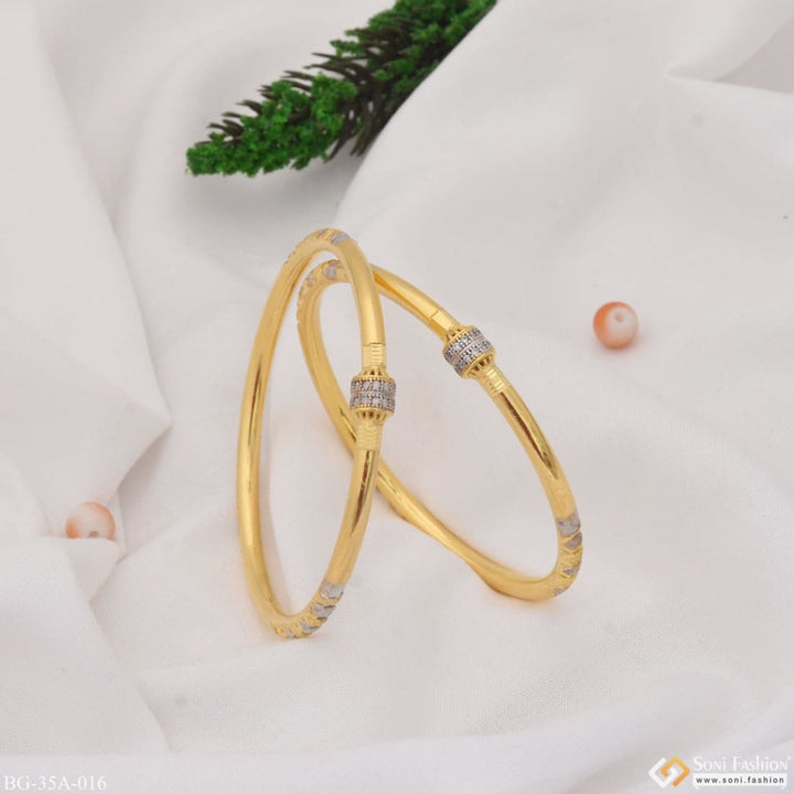 1 Gram Gold Plated With Diamond High-class Design Bangles