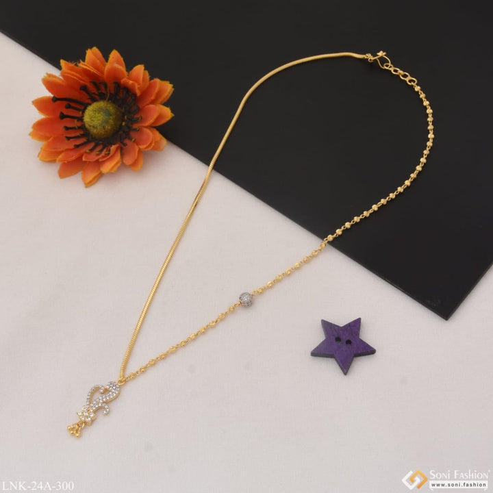 1 gram gold plated with diamond high-class design necklace