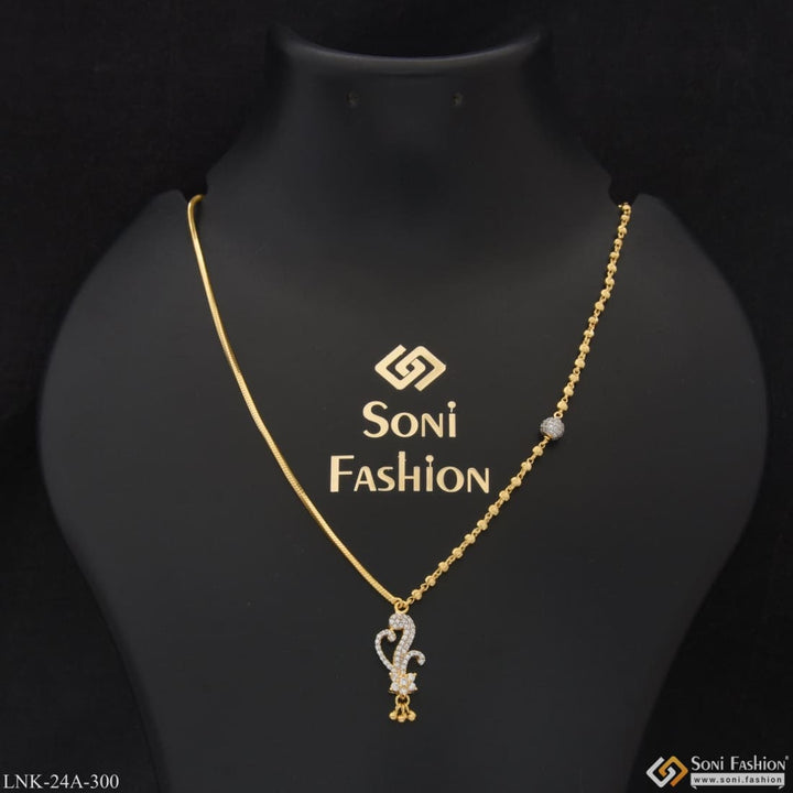 1 gram gold plated with diamond high-class design necklace