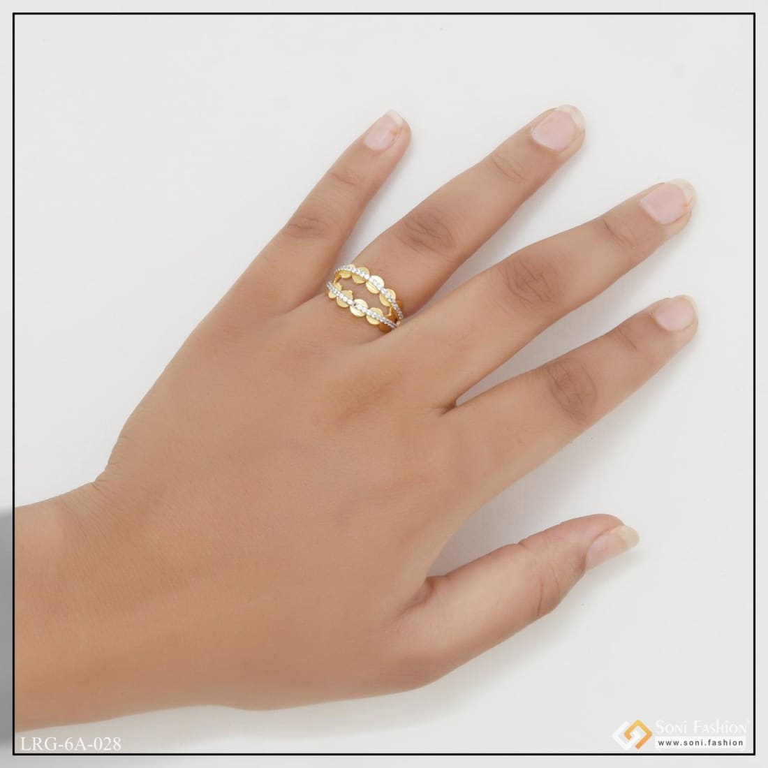1 gram gold plated with diamond brilliant design ring for ladies - – Soni  Fashion®