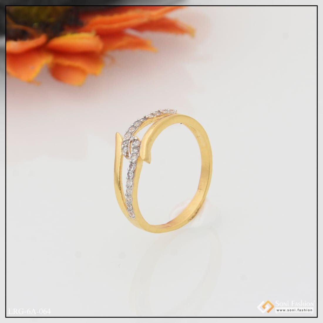 1 gram gold plated with diamond high-class design ring for ladies - – Soni  Fashion®