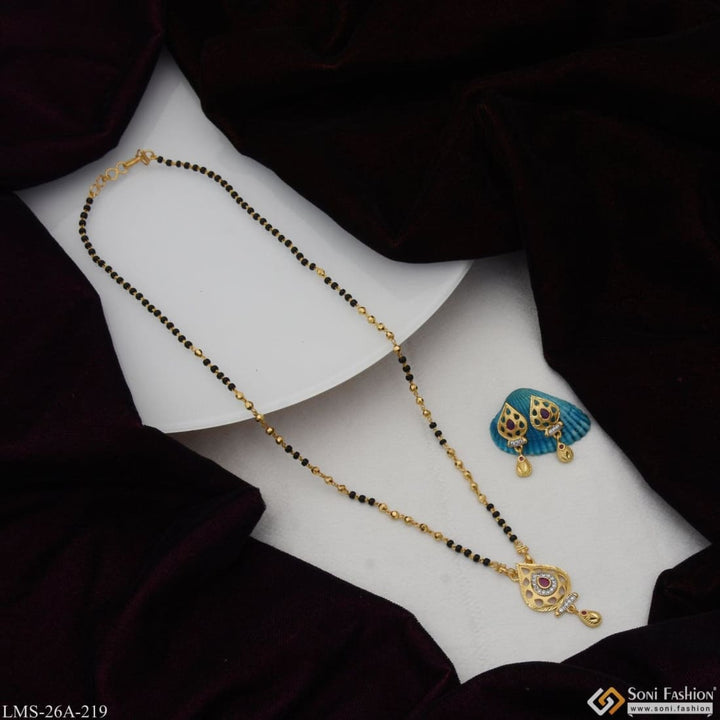 1 Gram Gold Plated With Diamond Latest Design Mangalsutra