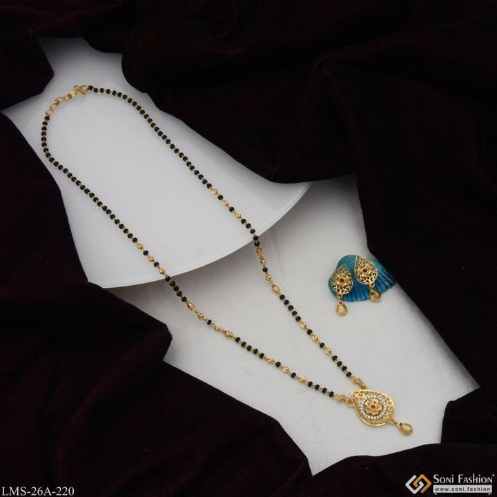 1 Gram Gold Plated With Diamond Latest Design Mangalsutra