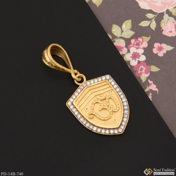 1 Gram Gold Plated Om With Diamond Prominent Design Pendant