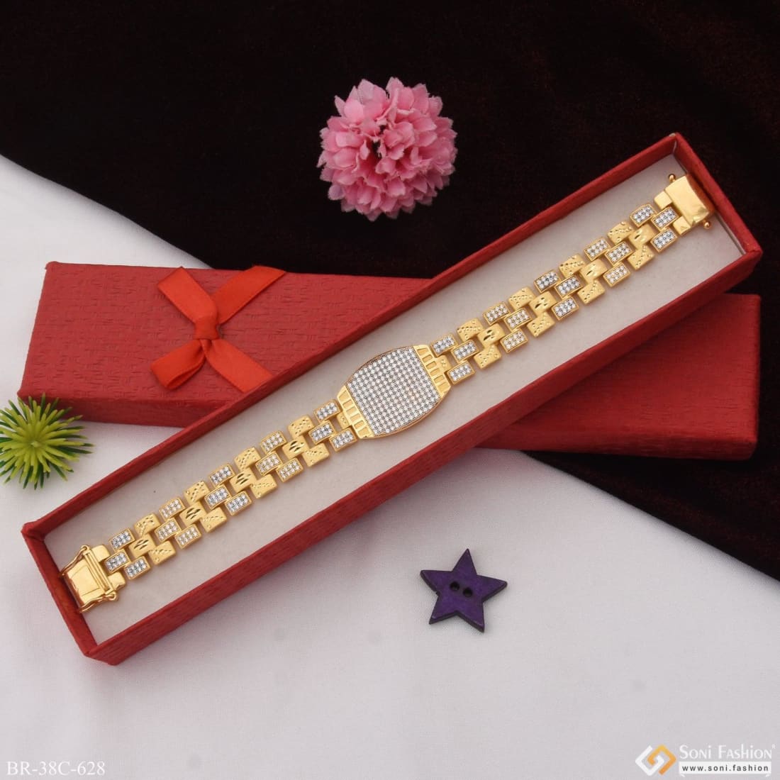 Buy Elegant Light Weight Chain Type 1 Gram Gold Bracelet