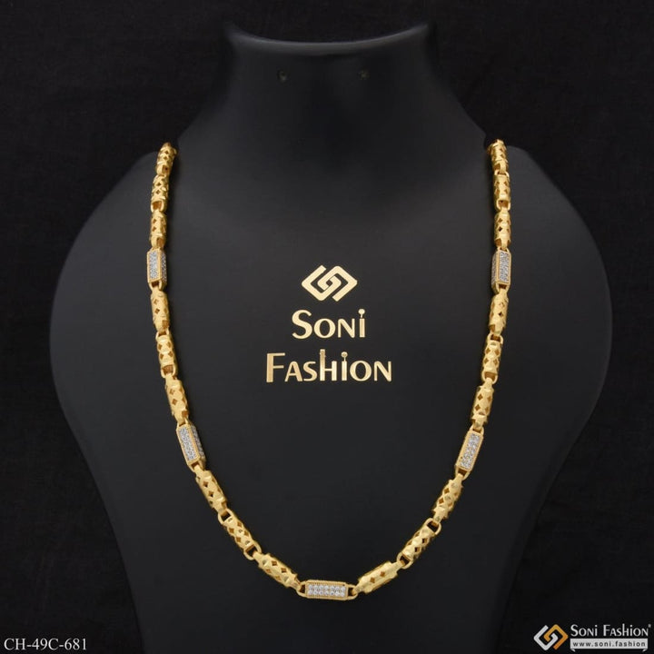 1 Gram Gold Plated With Diamond Sophisticated Design Chain