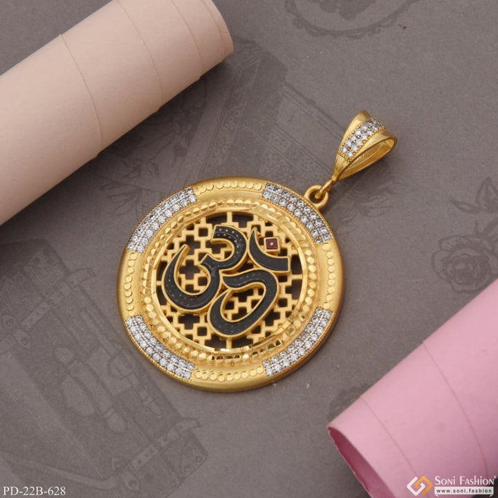 1 Gram Gold Plated Om With Diamond Sophisticated Design