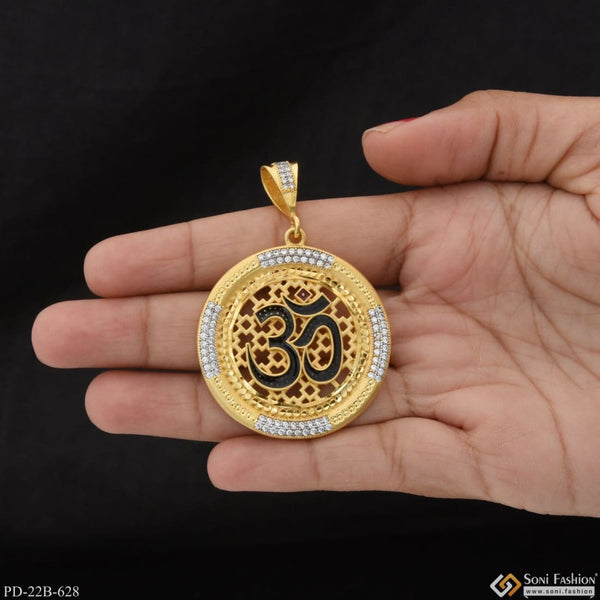 1 Gram Gold Plated Om With Diamond Sophisticated Design