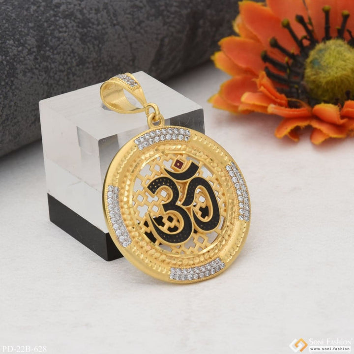 1 Gram Gold Plated Om With Diamond Sophisticated Design