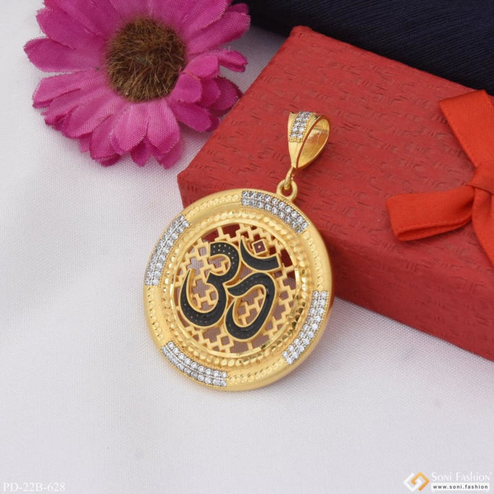 1 Gram Gold Plated Om With Diamond Sophisticated Design