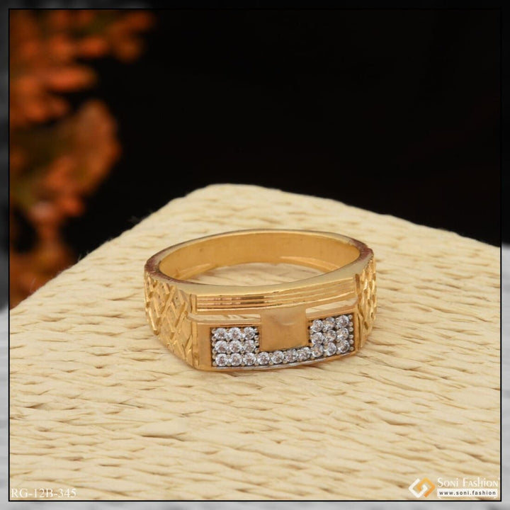 1 Gram Gold Plated With Diamond Sophisticated Design Ring