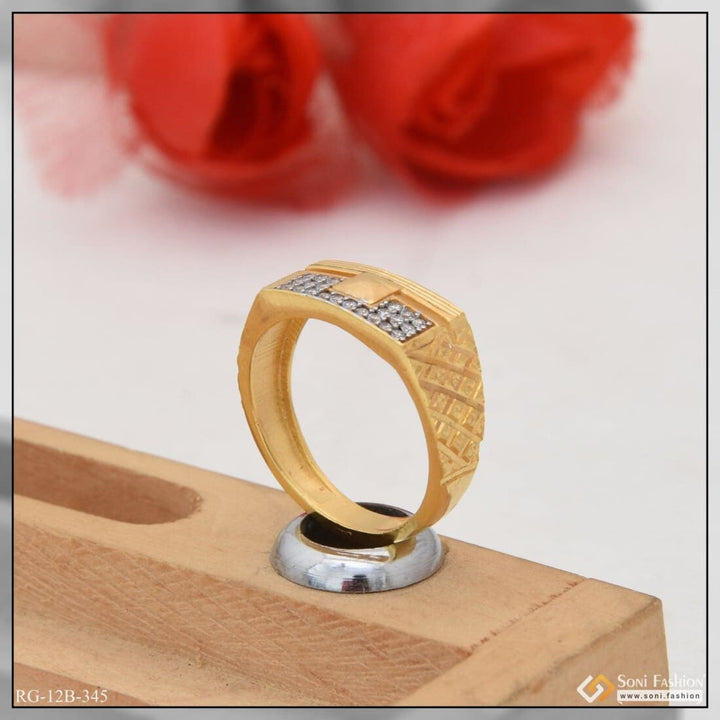 1 Gram Gold Plated With Diamond Sophisticated Design Ring