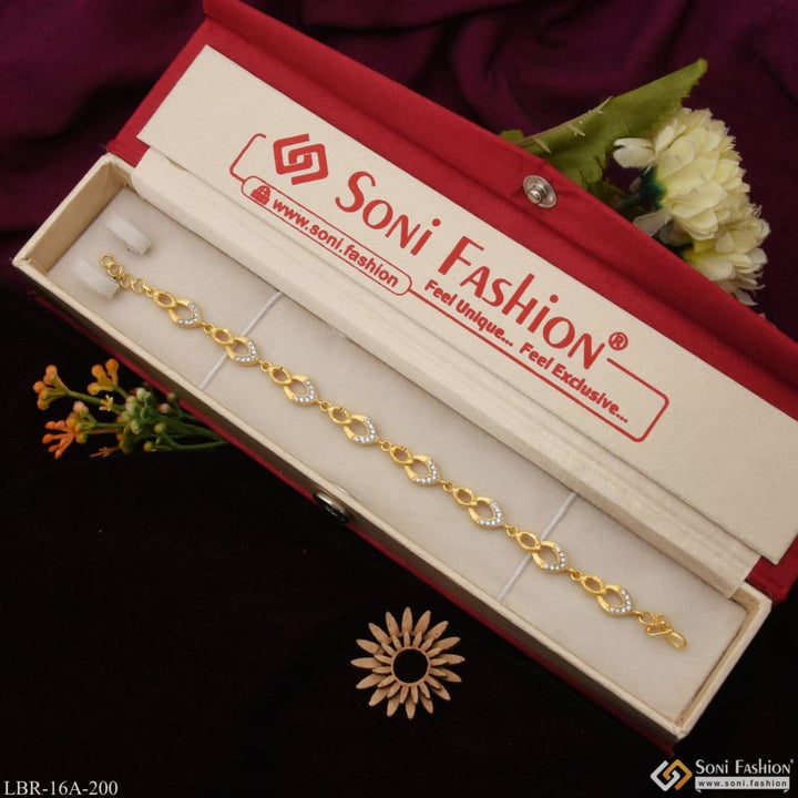 1 Gram Gold Plated With Diamond Sparkling Design Bracelet