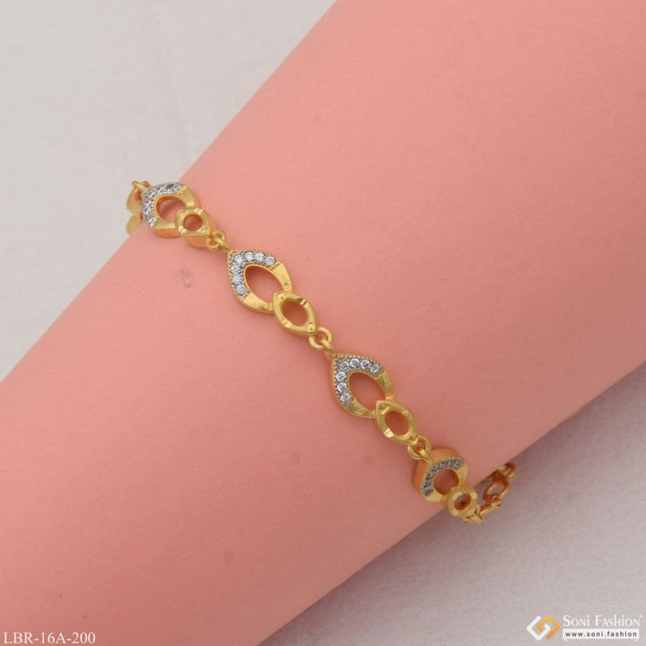 1 Gram Gold Plated With Diamond Sparkling Design Bracelet