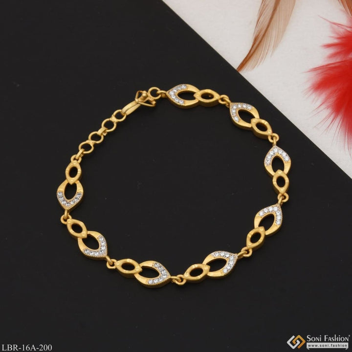 1 Gram Gold Plated With Diamond Sparkling Design Bracelet