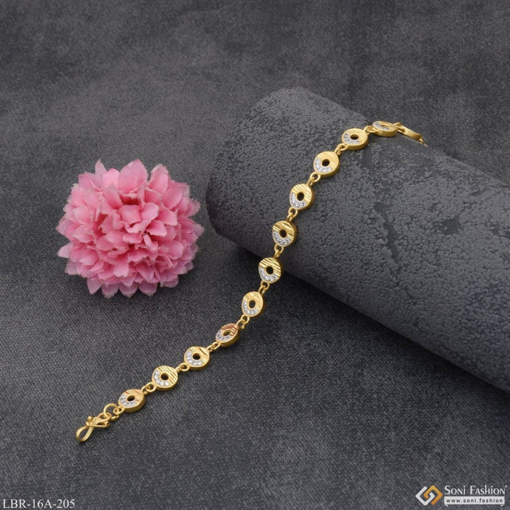 1 Gram Gold Plated With Diamond Sparkling Design Bracelet