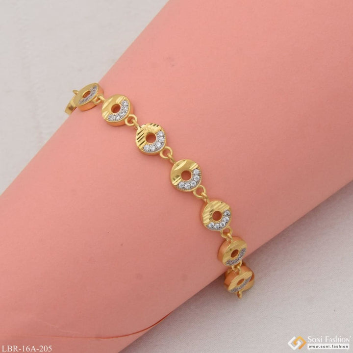 1 Gram Gold Plated With Diamond Sparkling Design Bracelet